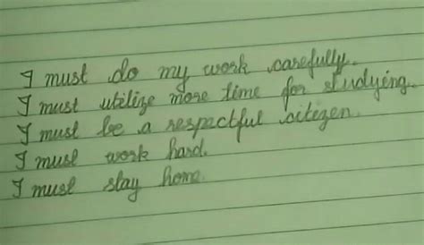 5) Write four sentences in cursive using 'I must - Brainly.in