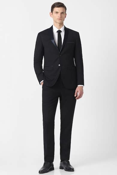 Buy Men Black Solid Slim Fit Formal Two Piece Suit Online - 886247 ...
