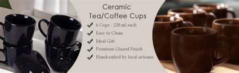 Praahi Lifestyle Tea Cups Set of 6 - Ceramic (220ml) Blue Pottery ...