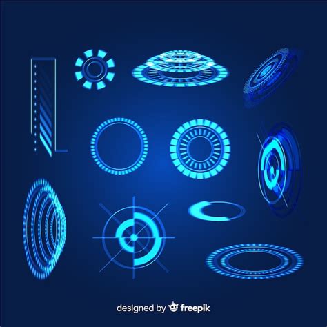 Futuristic hologram infographic element collection | Free Vector
