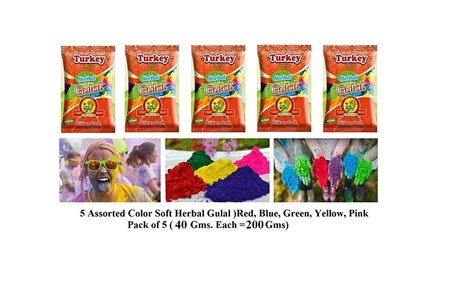 HeeMo Turkey Holi Colour Herbal Gulal 200 GMS 5 Shades| NonToxic | Eco ...