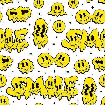Rostos de sorriso de derretimento engraçados padrão sem emenda de emoji ...