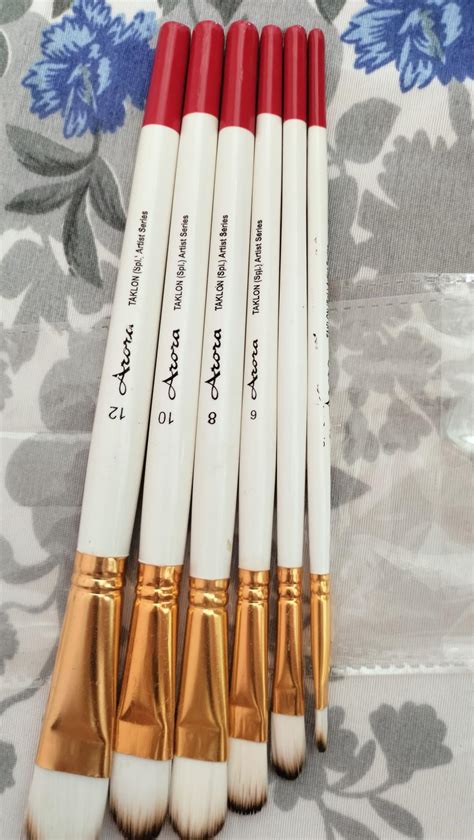 Arora Synthetic Hair Filbert Tip Paint Brush Set for Watercolor and ...