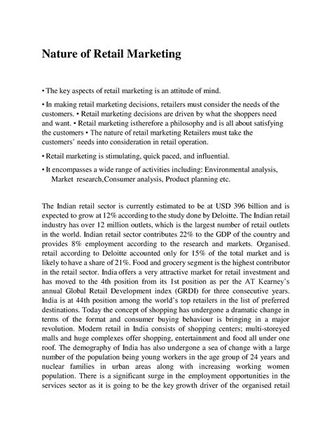 Nature of Retail Marketing - In making retail marketing decisions ...