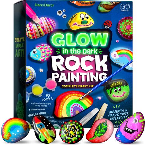Buy Dan&Darci Kids Rock Painting Kit - Glow in The Dark - Arts & Crafts ...
