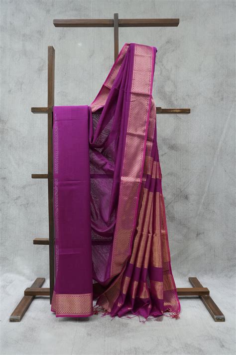 Magenta Maheshwari Cotton Silk Saree - SRMMCS32-PI – Sayali ...