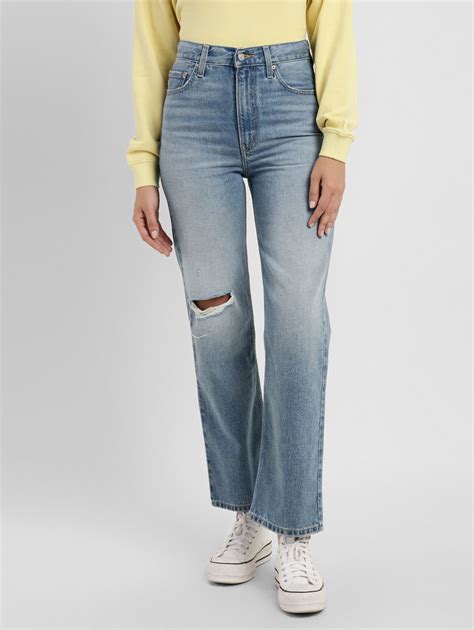 Women's Blue Straight Fit High Rise Jeans – Levis India Store