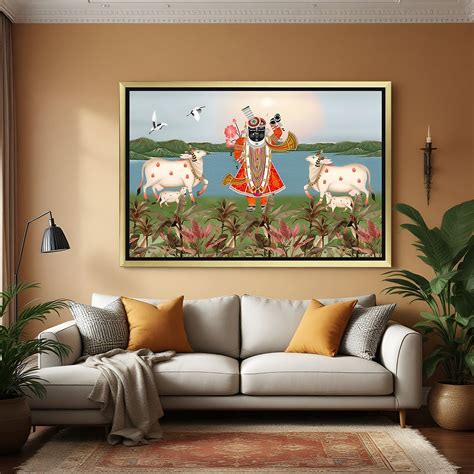 Shrinathji Pichwai with Cows – Rajasthani Canvas for Ethnic Decor ...