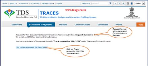 Request for 26A/27BA for Non TDS Deduction/ TCS Collection Transactions