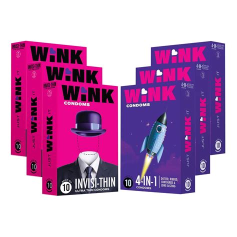 Buy Wink Invisi-Thin & 4-In-1 Multi Textured Condoms Combo for Men ...