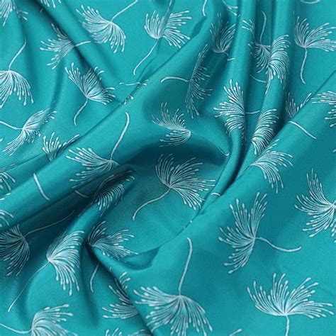 Silk Crepe Fabric Unstitched - Dandelion Pattern, Turquoise – FAB VOGUE ...