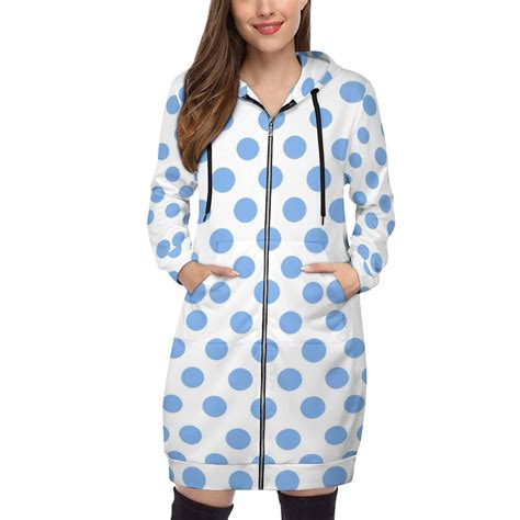 Blue Polka Dot Pattern Pullovers Hoodies Long Sleeve Hoodie Sweatshirt ...