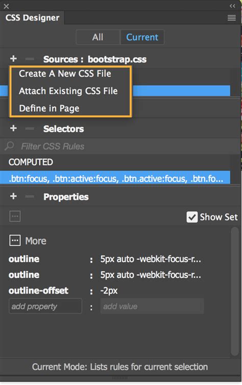 How to use the CSS Designer panel in Dreamweaver