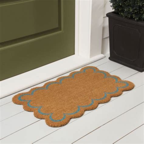Scallop Coir Mat with Natural Coco Fibers & Cornflower Blue