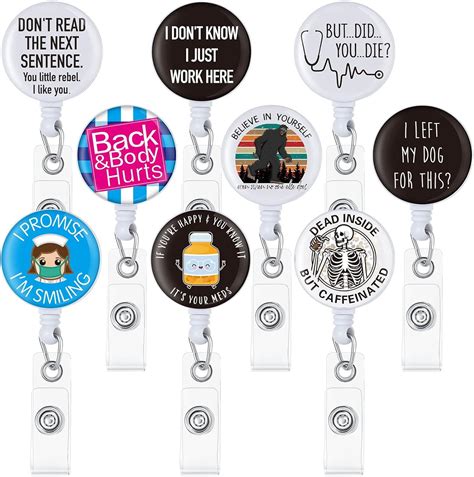 10 Pcs Funny Badge Holder Retractable Badge Reel Funny Badge Reels ...