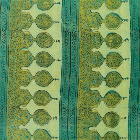 Pure Cotton Vanaspati Ajrak Green Blue Dome Borders Hand Block Print F ...