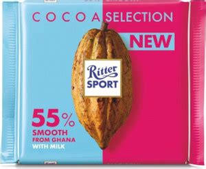 Ritter Sport Cocoa Selection 55% Smooth With Cocoa Mass From Ghana With ...