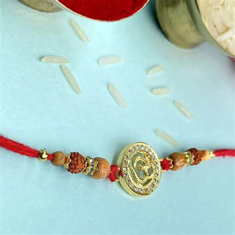 Om Rakhi with Rudraksha And Diamonds – upaharindia
