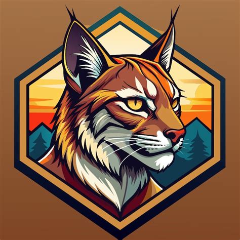 Logotipo de bobcat angry vista lateral com moldura de fundo branco ...