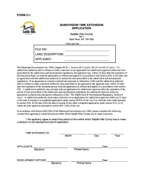 Fillable Online FORM C-1 SUBDIVISION TIME EXTENSION APPLICATION Fax ...