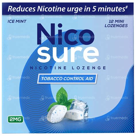 Nico Sure 2mg Icemint Nicotine Lozenges 12 - Uses, Side Effects, Dosage ...