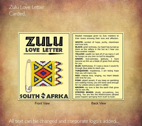 Zulu Love Letter Carded, shows the meaning of each bead colour. We can also adapt this card and ...
