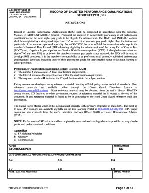 Fillable Online uscg Storekeeper Performance Qualifications (rev 03 ...