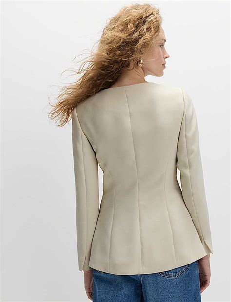 Buy Soft Poly Collarless Jacket at Marks & Spencer
