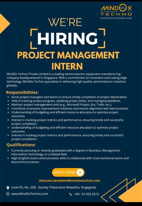 Project Management Internship - Jobseeker.lk