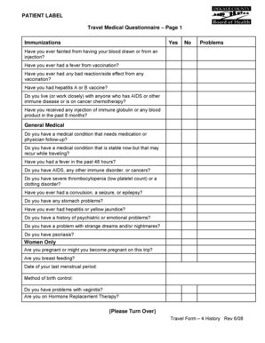 Fillable Online Travel Form Section 4 - Medical Questionnaire.doc ...