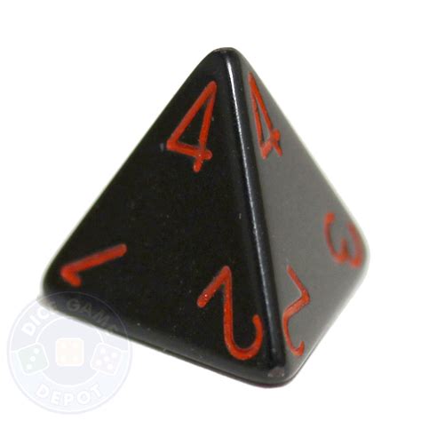 8-Sided Opaque Dice (d8) - Black with Red Numbers - Dice Game Depot