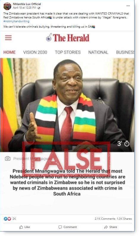 Zimbabwean leader did not call country’s Ndebele diaspora 'wanted ...