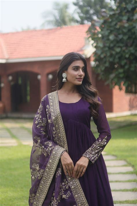 Designer Purple Anarkali Dress for women - georgette anarkal