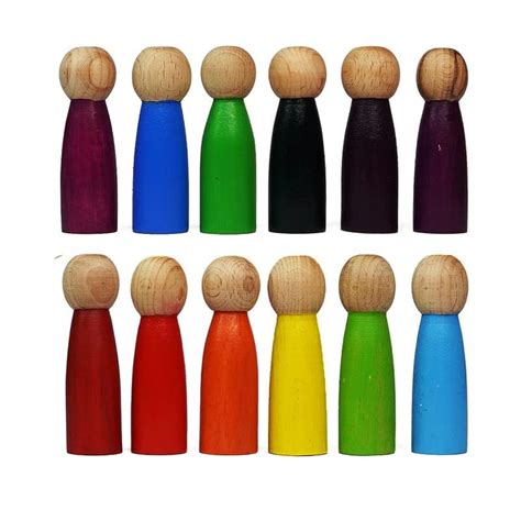 Natural Toys | Wooden Peg Dolls Toy Set of 12 Pcs : Amazon.in: Home ...