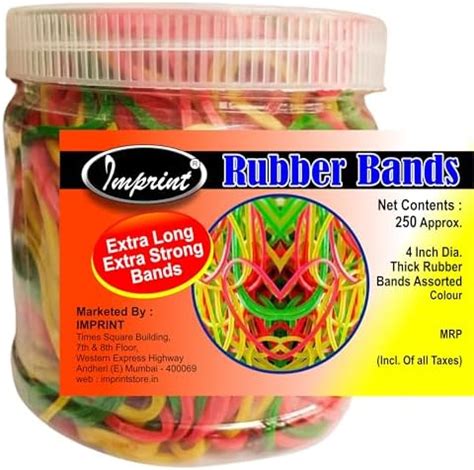 IMPRINT 4 inch Large Rubber Bands, 250 Pcs Pack in a Reusable Jar ...