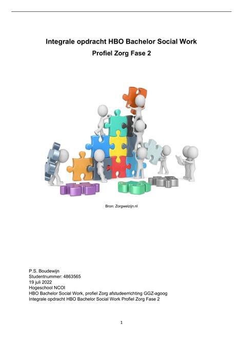 Integrale opdracht HBO Bachelor Social Work, fase 2, cijfer 8,5 ...