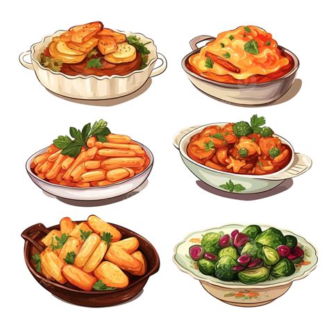 Traditional Side Dishes For Thanksgiving Dinner Isolated Vector ...