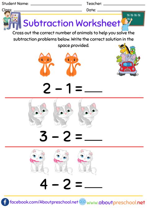 Kindergarten Subtraction Worksheets - About Preschool