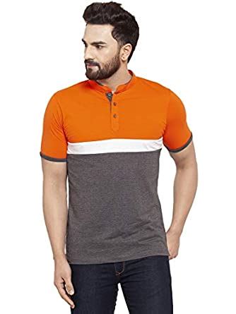 Buy Kalt Men's Regular Fit T-Shirt (TM667 DGWO S_Dark Grey, White ...