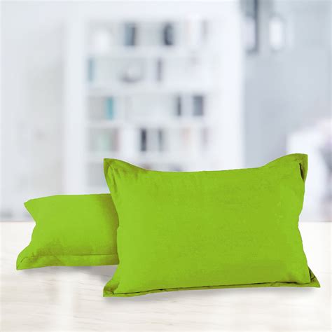 Luxurious 210 TC Cotton Pillow Cover Set (2 Pcs) In Flourescent Green ...