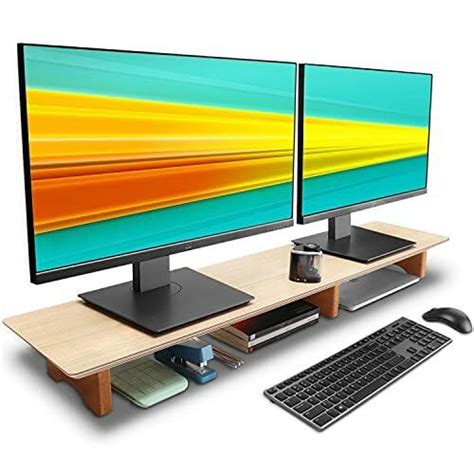 Solid Wood Monitor Stand Riser with Dual Oak Eco India | Ubuy
