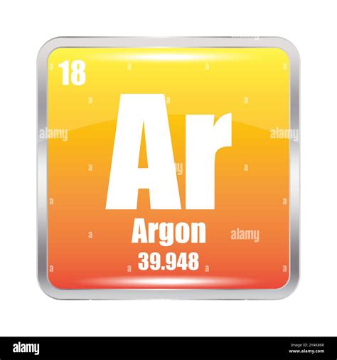 Argon icon. Ar chemical element. Atomic number 18. Mass 39.948. Yellow ...