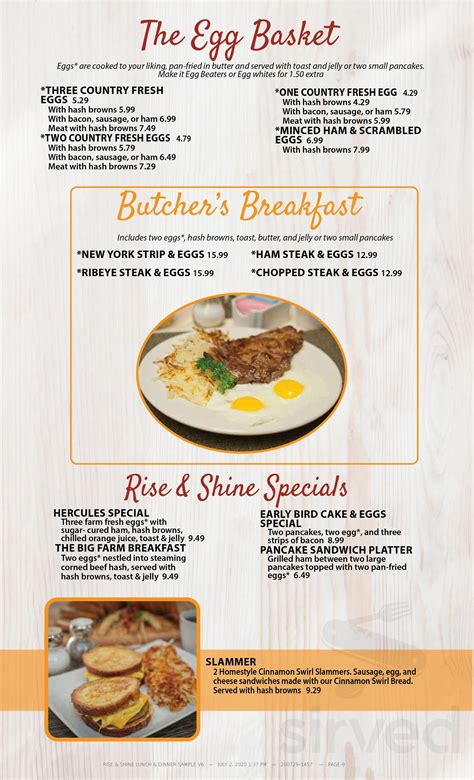 Rise and Shine Family Restaurant menu in Sycamore, Illinois, USA