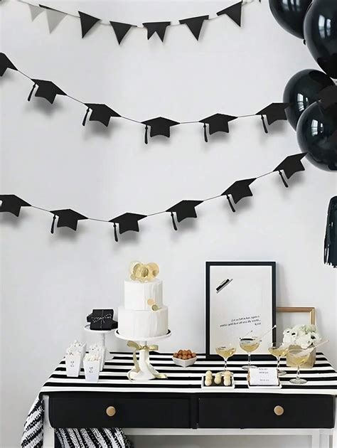 Bannière de Graduation 2025, Décoration de Suspension en Tissu Noir et ...
