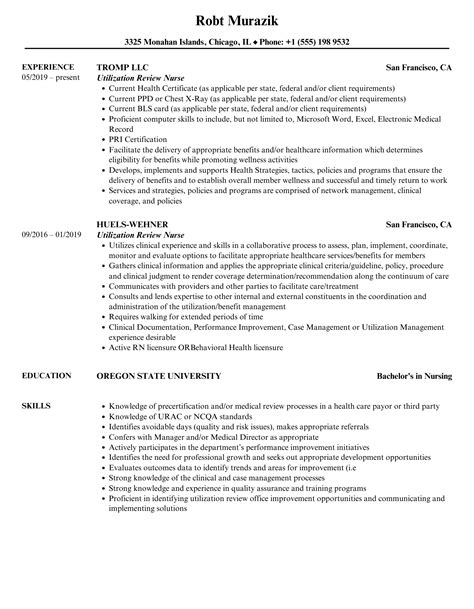 Utilization Review Nurse Resume Samples | Velvet Jobs