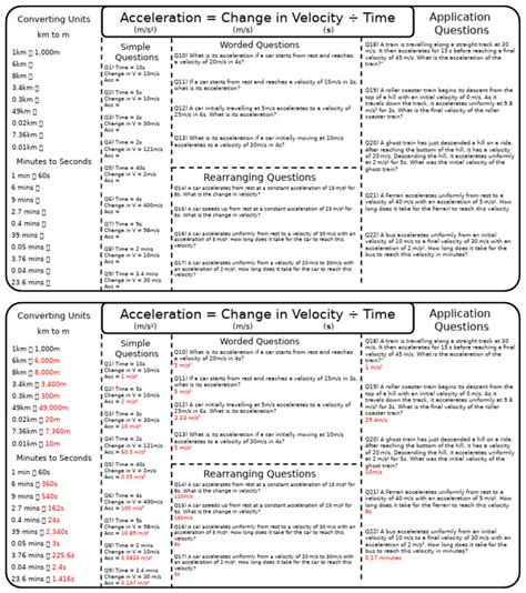 Image result for Calculating Acceleration Worksheet