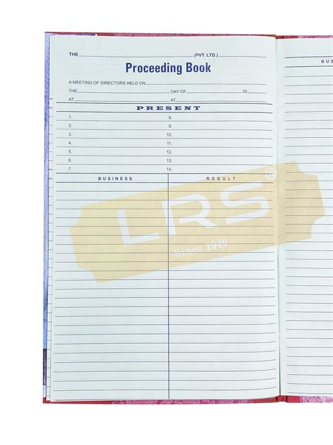 LRS Proceeding Register for Offices/Companies - 38 Pages Single - 34x21 ...