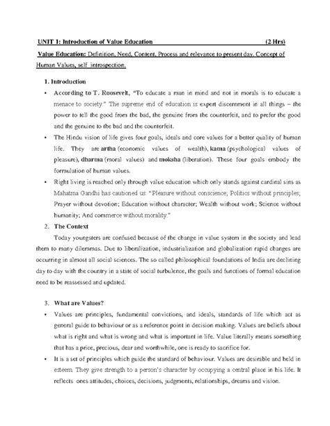 Content for Value Education - UNIT 1: Introduction of Value Education ...