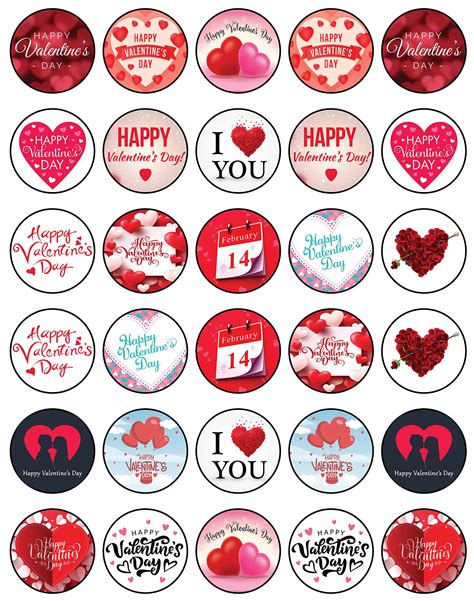 30 X Edible Cupcake Toppers Themed Of Valentine Day Collection ...