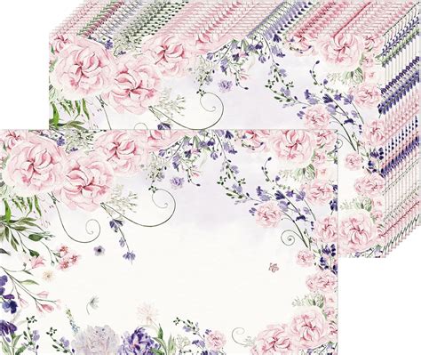 Amazon.com: Paper Placemats Disposable 50 Pack Watercolor Flower ...